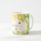 Hommel honing gele bloemen naam script koffiemok (Voorkant rechts)