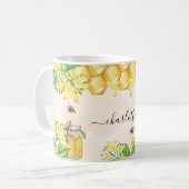 Hommel honing gele bloemen naam script koffiemok (Voorkant links)