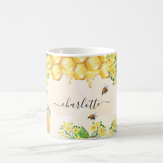 Hommel honing gele bloemen naam script koffiemok (Center)