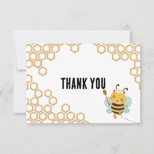 Hommel honingraat Baby shower Bedankkaart (Voorkant)