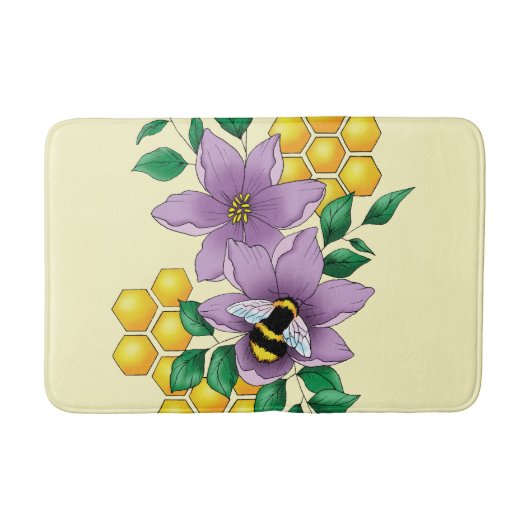 Hommel Lavendel Bloemen Geel Badmat (Voorkant)