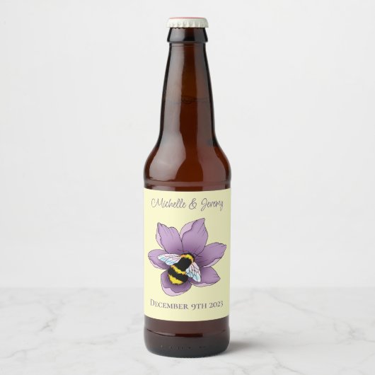Hommel Lavendel Bloemen Geel Bier Etiket (Voorkant)