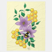 Hommel Lavendel Bloemen Geel Fleece Deken (Voorkant)