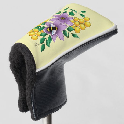 Hommel Lavendel Bloemen Geel Golfheadcover (3/4 voorkant)