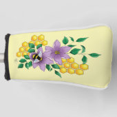 Hommel Lavendel Bloemen Geel Golfheadcover (Voorkant)