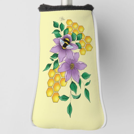 Hommel Lavendel Bloemen Geel Golfheadcover (Draai 90)