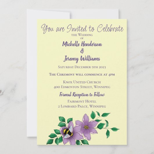 Hommel Lavendel Bloemen Geel Kaart (Voorkant)