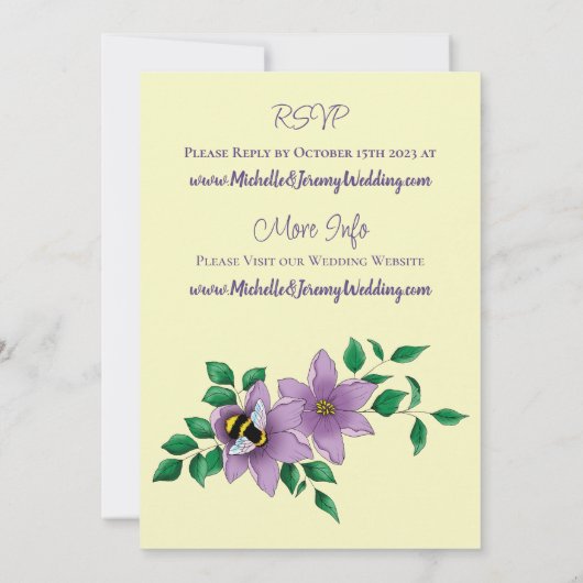 Hommel Lavendel Bloemen Geel Kaart (Achterkant)