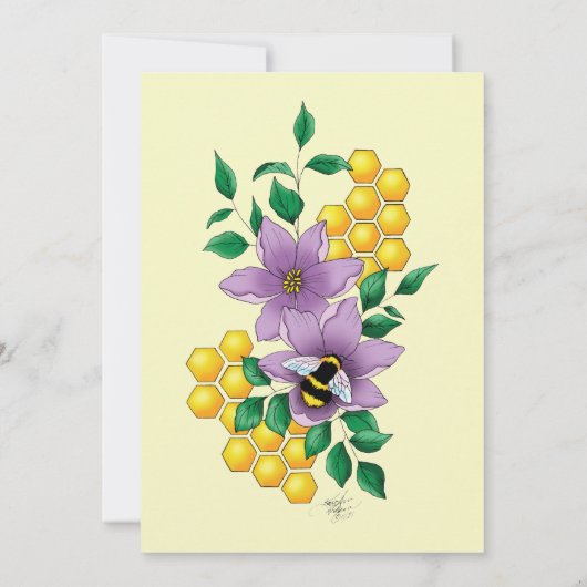 Hommel Lavendel Bloemen Geel Kaart (Achterkant)