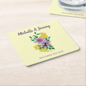 Hommel Lavendel Bloemen Geel Kartonnen Onderzetters (Schuin)