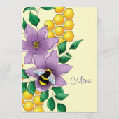 Hommel Lavendel Bloemen Geel Menu (Achterkant)