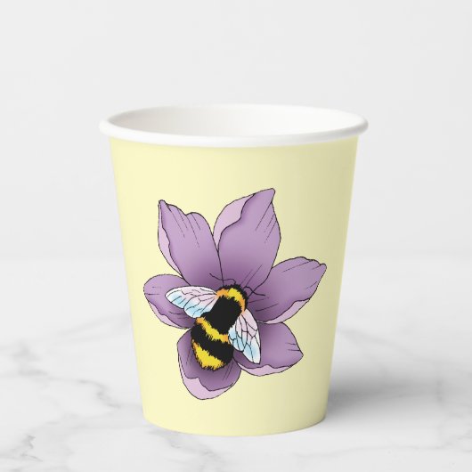 Hommel Lavendel Bloemen Geel Papieren Bekers (Voorkant)