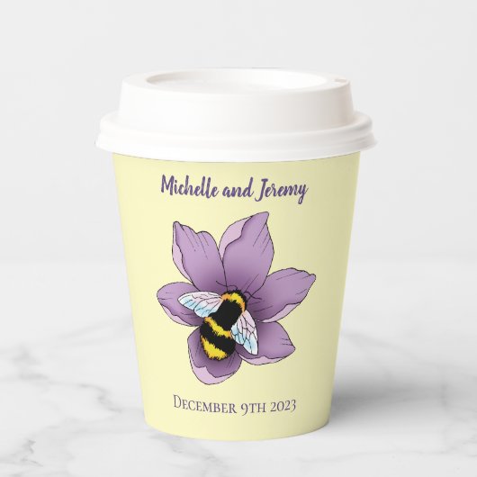 Hommel Lavendel Bloemen Geel Papieren Bekers (Voorkant)