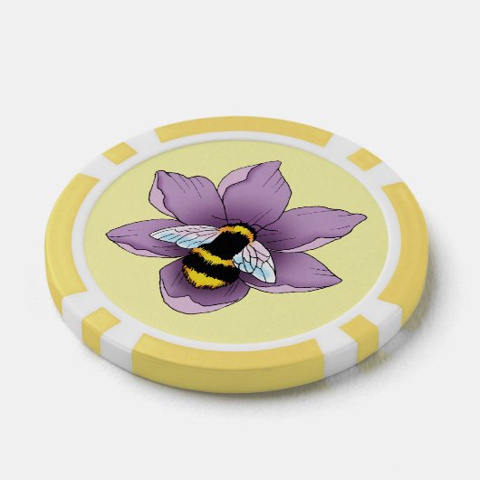 Hommel Lavendel Bloemen Geel Poker Chips (Enkel)