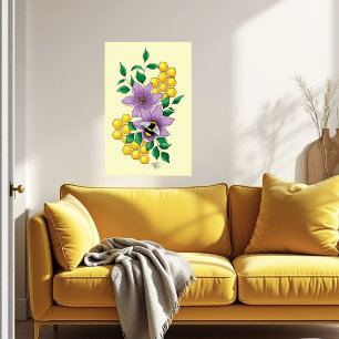 Hommel Lavendel Bloemen Geel Poster