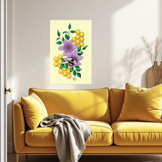 Hommel Lavendel Bloemen Geel Poster