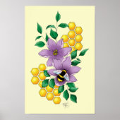 Hommel Lavendel Bloemen Geel Poster (Voorkant)