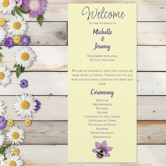 Hommel Lavendel Bloemen Geel Programmakaart