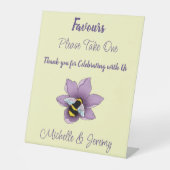 Hommel Lavendel Bloemen Geel Reclamebord Met Voetstuk (Voorkant)