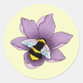 Hommel Lavendel Bloemen Geel Ronde Sticker (Voorkant)