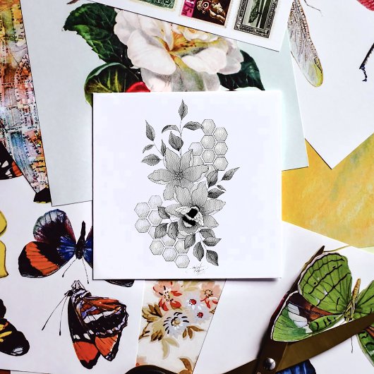 Hommel Lavendel Bloemen Geel Rubberstempel