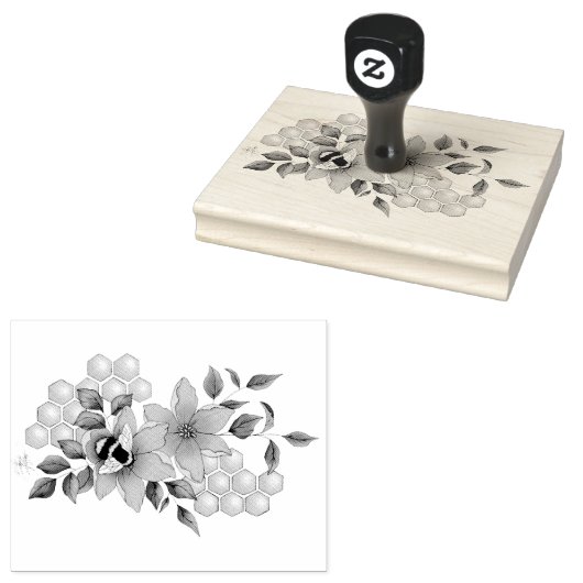 Hommel Lavendel Bloemen Geel Rubberstempel (Gestempeld)