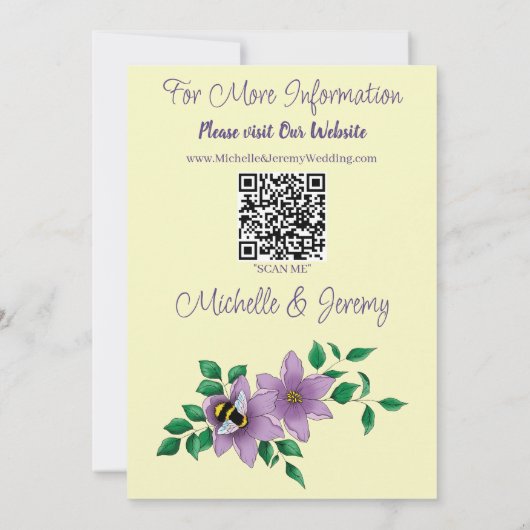 Hommel Lavendel Bloemen Geel Save The Date (Achterkant)