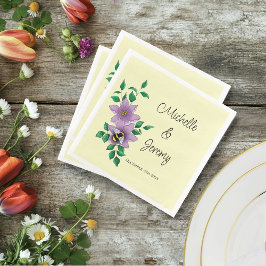 Hommel Lavendel Bloemen Geel Servet