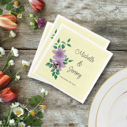 Hommel Lavendel Bloemen Geel Servet