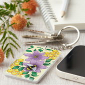 Hommel Lavendel Bloemen Geel Sleutelhanger (Voorkant Rechts)