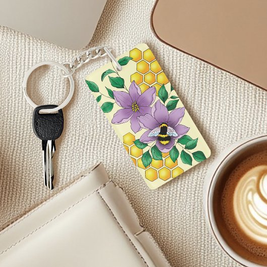 Hommel Lavendel Bloemen Geel Sleutelhanger