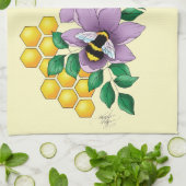 Hommel Lavendel Bloemen Geel Theedoek (Gevouwen)