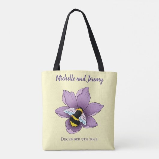Hommel Lavendel Bloemen Geel Tote Bag (Achterkant)