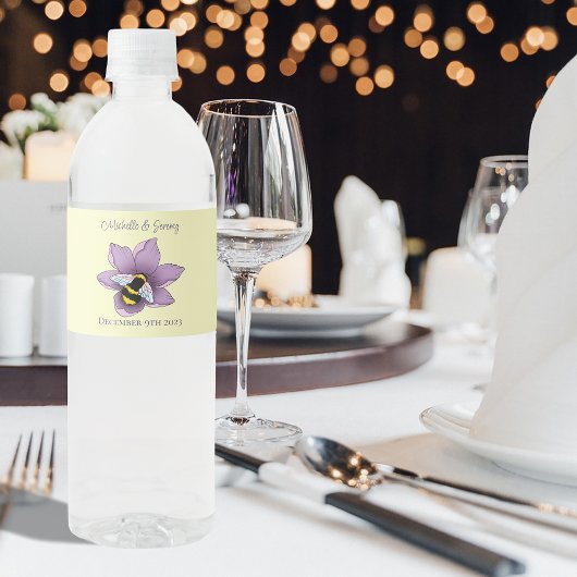 hommel lavendel bloemen geel waterfles etiket