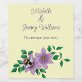 Hommel Lavendel Bloemen Geel Wijn Etiket (Enkel label)