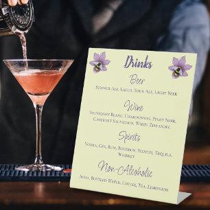 Hommel Lavendelbloemen Gele Drinken Menu Reclamebord Met Voetstuk