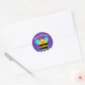 hommel met kerstcadeautje met een smakelijk cadeau ronde sticker (Envelop)