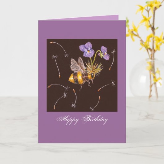 hommel met vioolgriet kaart (Gele Bloem)