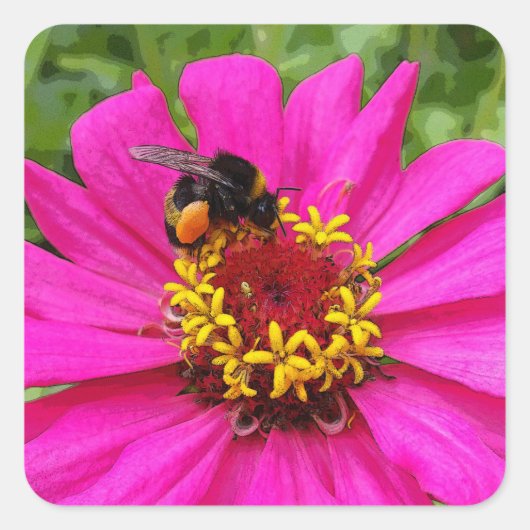 hommel op het werk vierkante sticker (Voorkant)