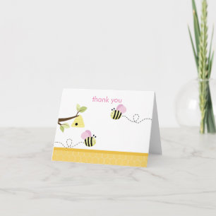 Hommel Roze Vleugels Gevouwen Bedankbriefje Bedankkaart