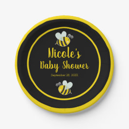 Hommel Zwart & Geel Bij Thema Baby Shower Papieren Bordje
