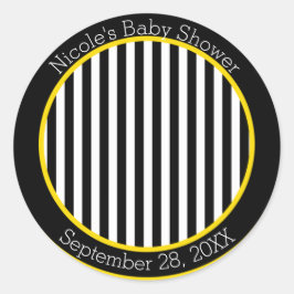 Hommel Zwart Wit Geel Bij Thema Baby Shower Ronde Sticker