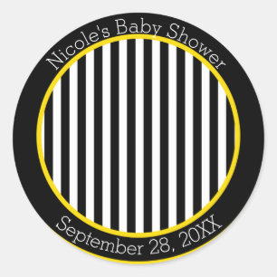 Hommel Zwart Wit Geel Bij Thema Baby Shower Ronde Sticker