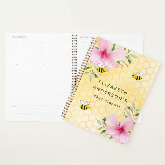 Hommelbijen gele honingraat tuin achtertuin 2024 planner (Display)