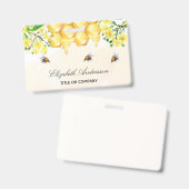 Hommelbijen honing gele bloemen naam script badge (Voor- en achterkant)