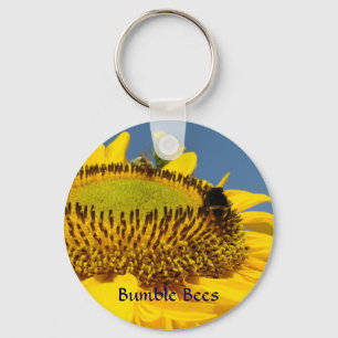 Hommelbijsleutelhanger Gele Zonnebloem Sleutelhang Sleutelhanger