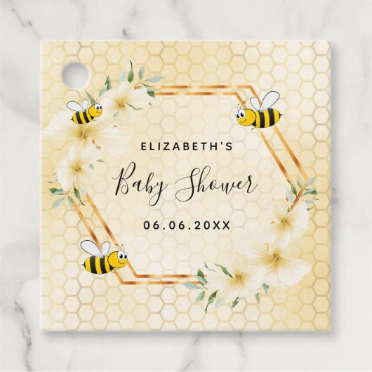 Hommelnest tropische bloemen baby shower bedankjes labels (Voorkant)