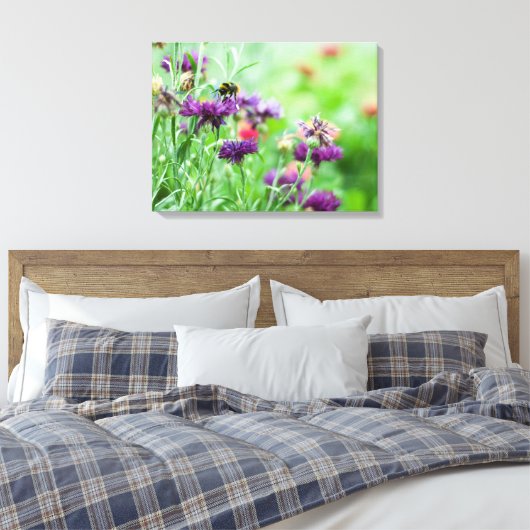 Hommels en bloemen canvas afdruk (Insitu (Slaapkamer))