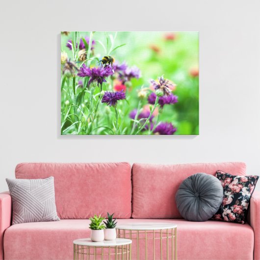 Hommels en bloemen canvas afdruk (Insitu (Woonkamer))