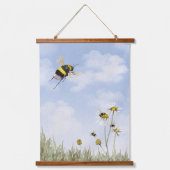 Hommels en Daisies Waterverf Schilderij Hangend Wandkleed (Voorkant)